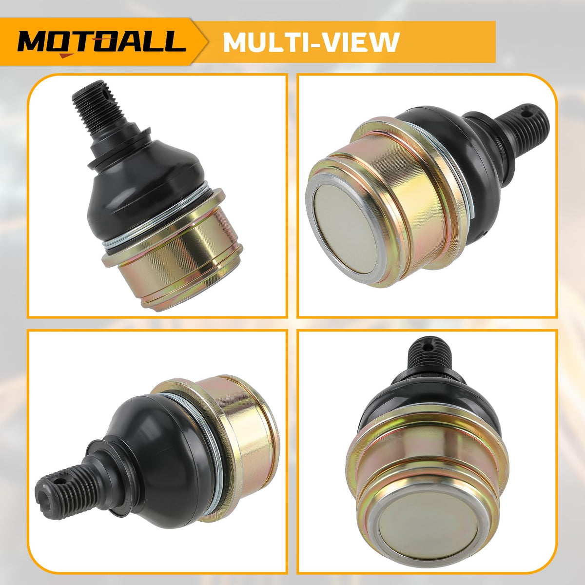 MOTOALL ball joints beside a ruler to show size and installation ease