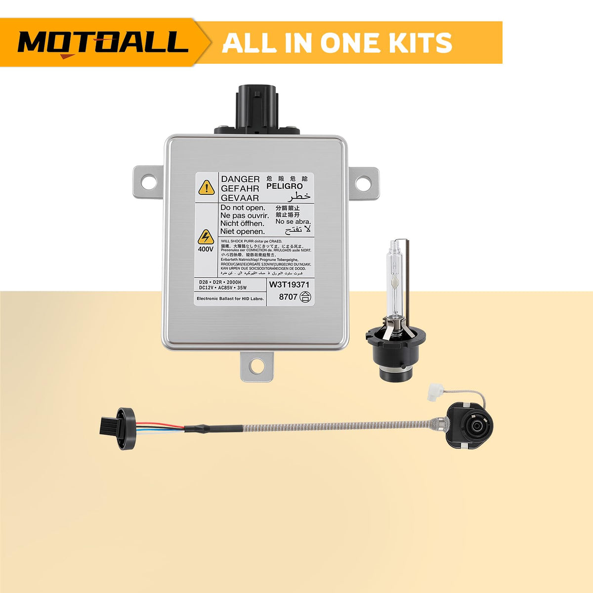 MOTOALL ballast next to ruler showing compact size for easy installation