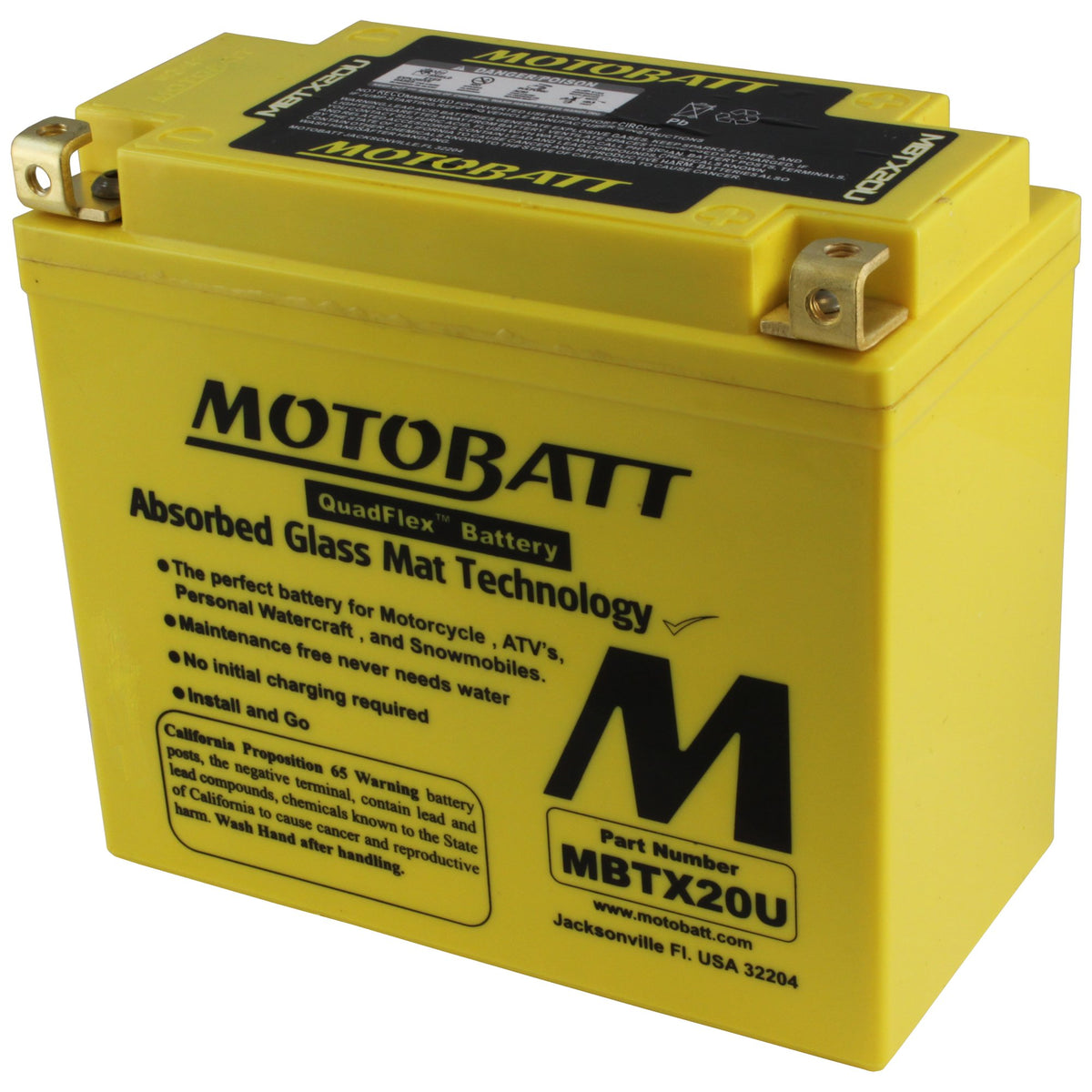 MotoBatt side connection terminals displaying easy accessory hookup benefit