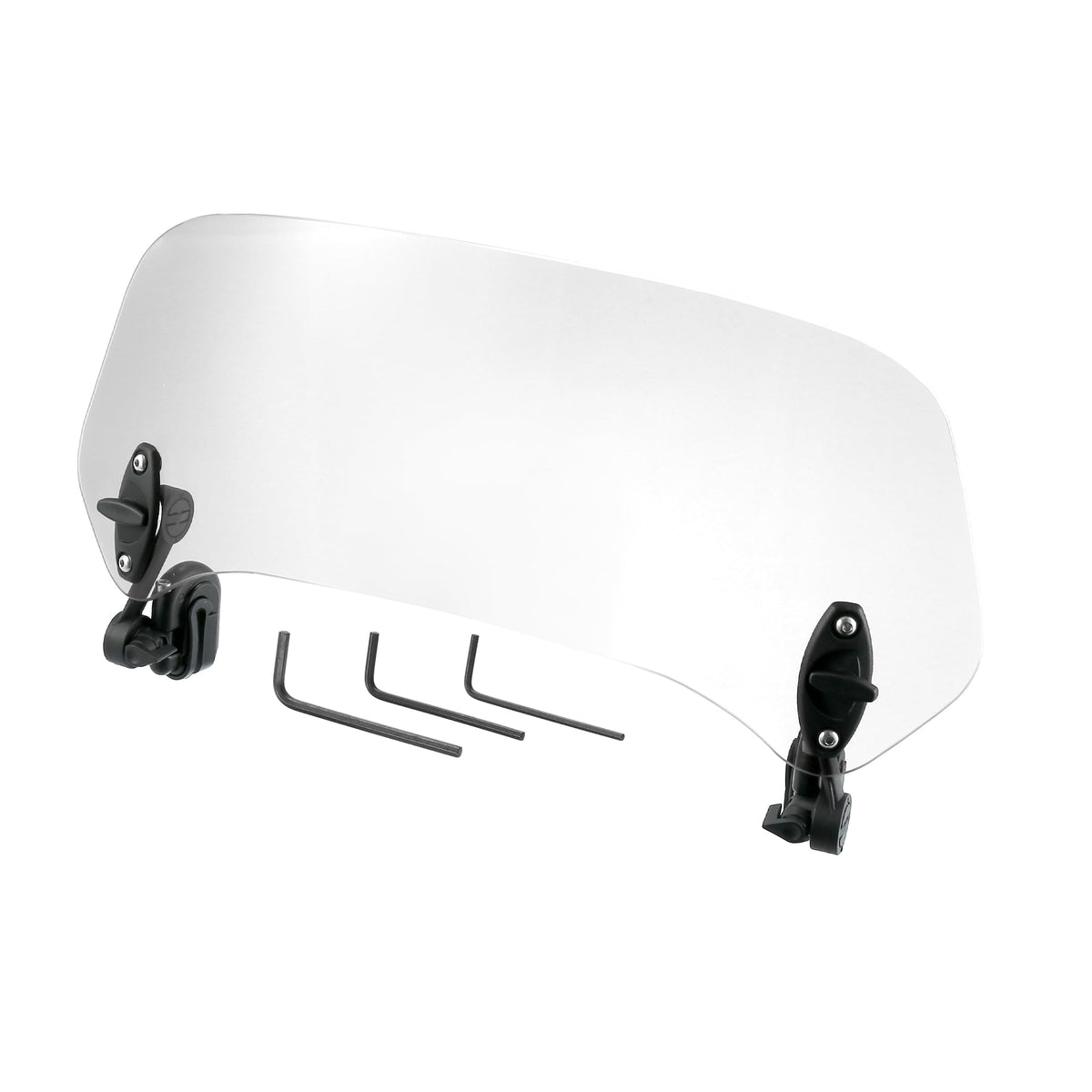 Motoforti front view of clear windshield extension showing increased coverage