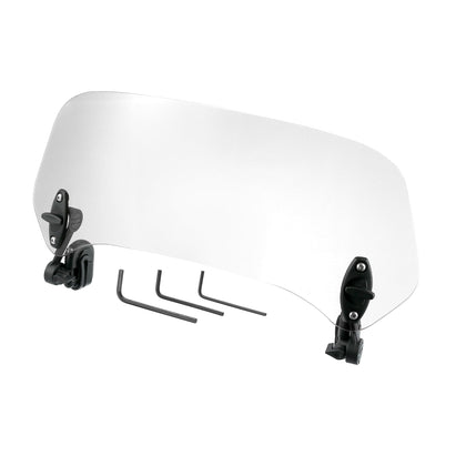 Motoforti front view of clear windshield extension showing increased coverage