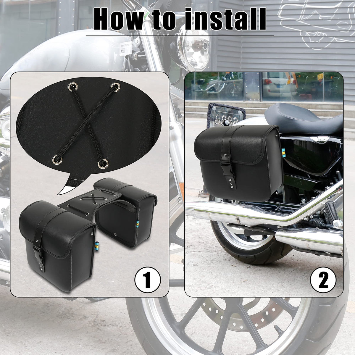 Motoforti paired saddlebags on bike in ride setting showing travel convenience benefit
