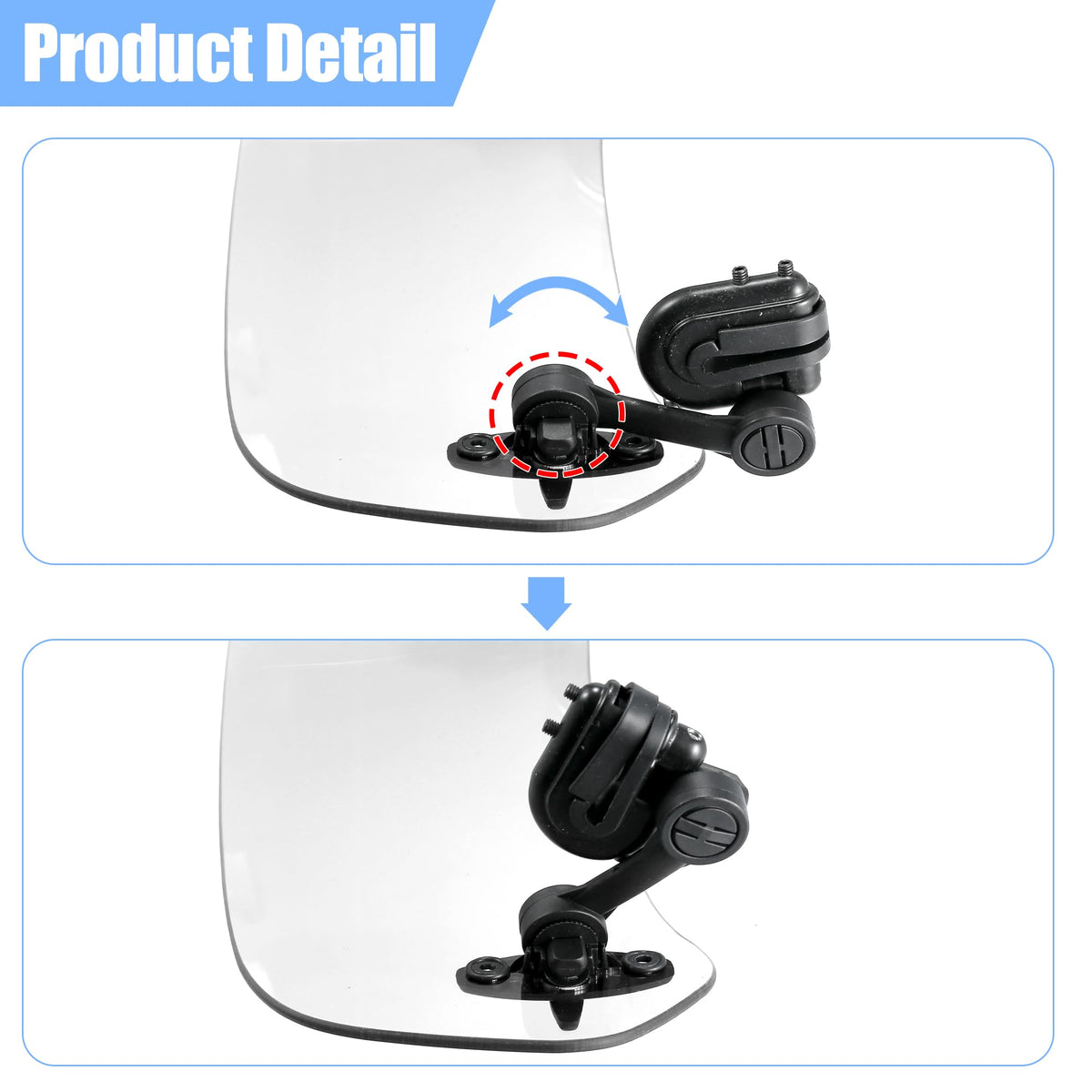 Motoforti top edge transparency detail showing clear sightlines and low glare