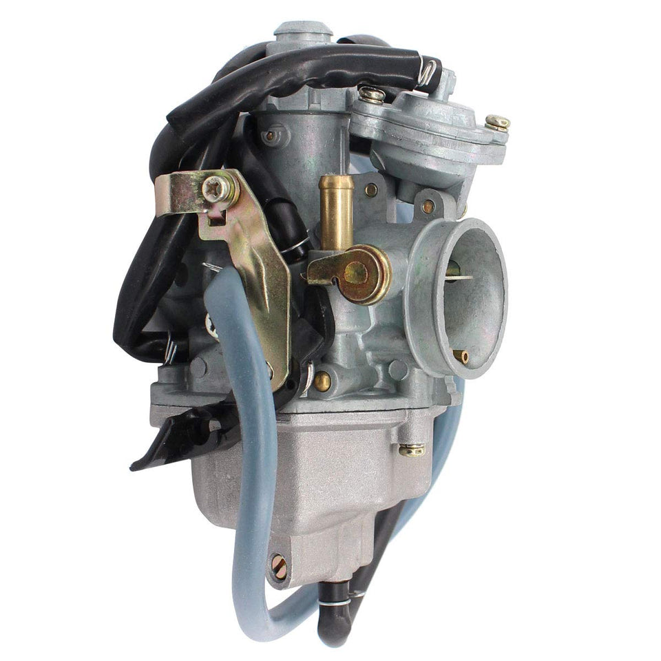 MOTOKU carburetor front view showing mounting flanges and fuel inlet, improves compatibility