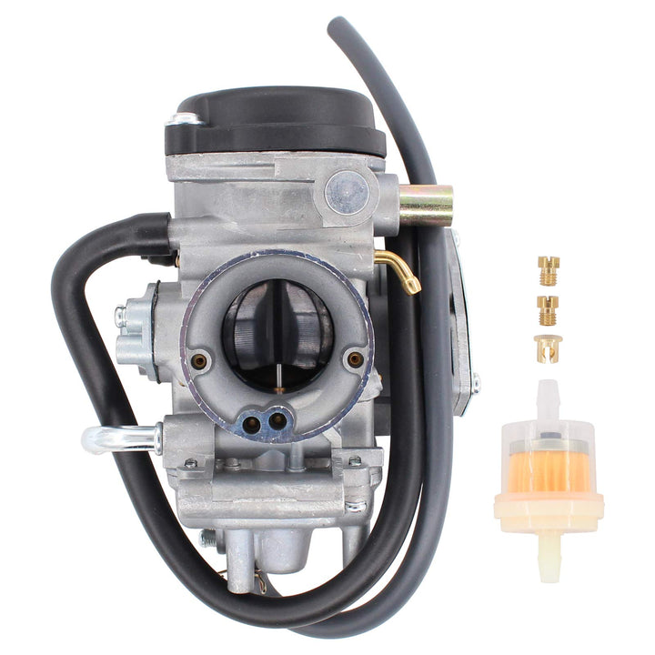 MOTOKU carburetor front view showing ports and robust build for reliable replacement