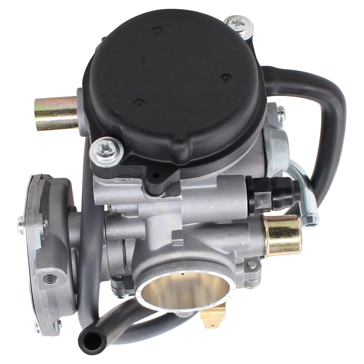 MOTOKU carburetor next to ruler for scale showing correct size for Outlander models