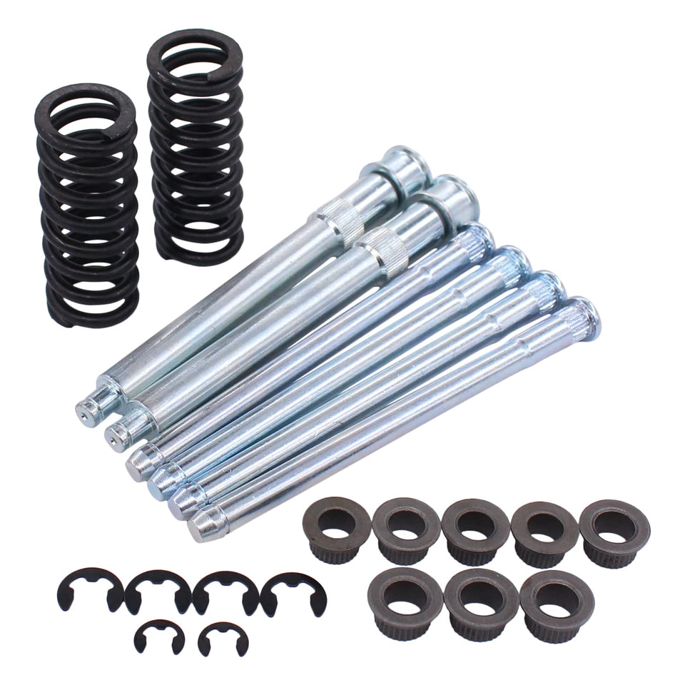 MOTOKU front packaging kit showing complete hinge pin and bushing set, easy replacement