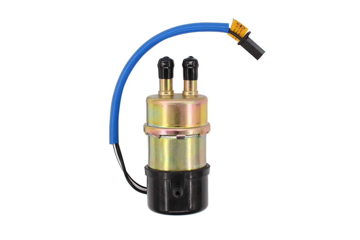 MOTOKU fuel pump inlet and outlet 8mm ports close-up, ensures correct hose fit and leak prevention