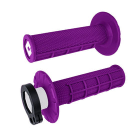 MOTOMXHOUSE ODI MX V2 purple front view showing grip and lock-on collar for quick install