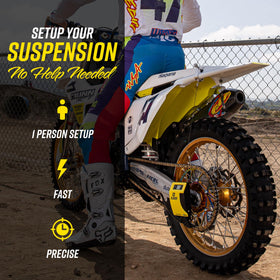 Motool wireless remote in hand enabling single-rider sag captures and control