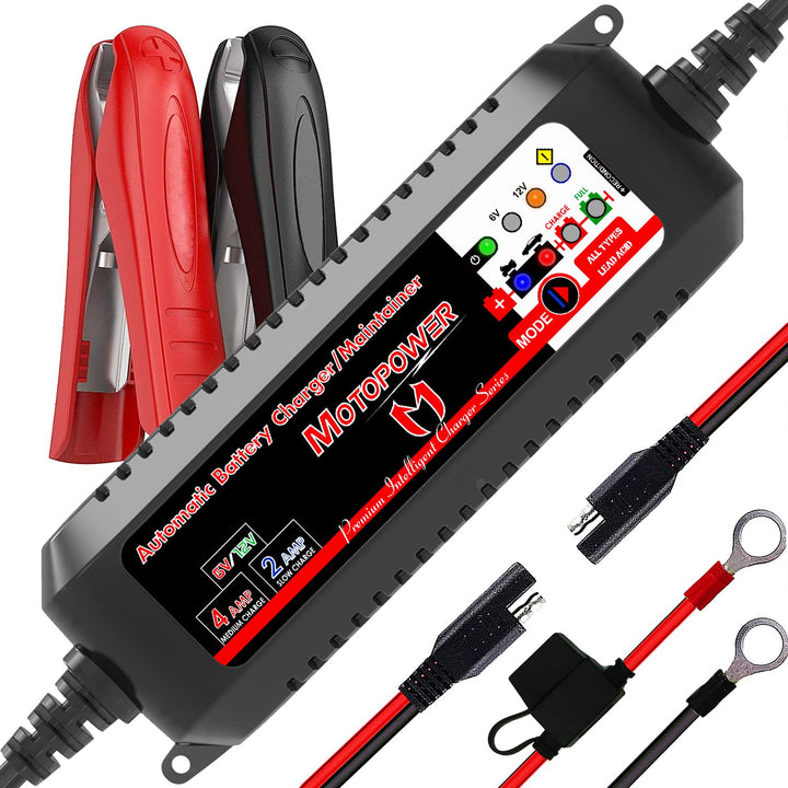 MOTOPOWER front view showing compact charger and connectivity benefits