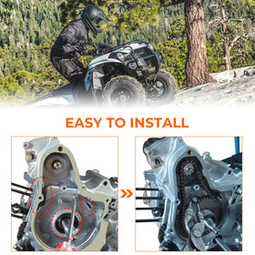 MOTOQUEEN chain on sprocket showing correct pitch and scale for easy verification