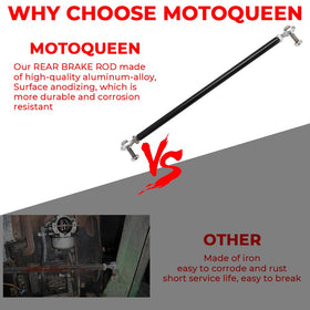 MOTOQUEEN close-up of threaded rod ends showing left and right threads for correct match
