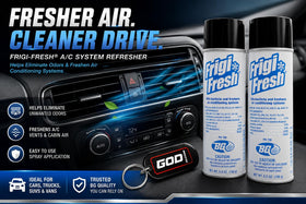 Motor God BG Frigi-Fresh nozzle detail illustrating precise spray control benefit