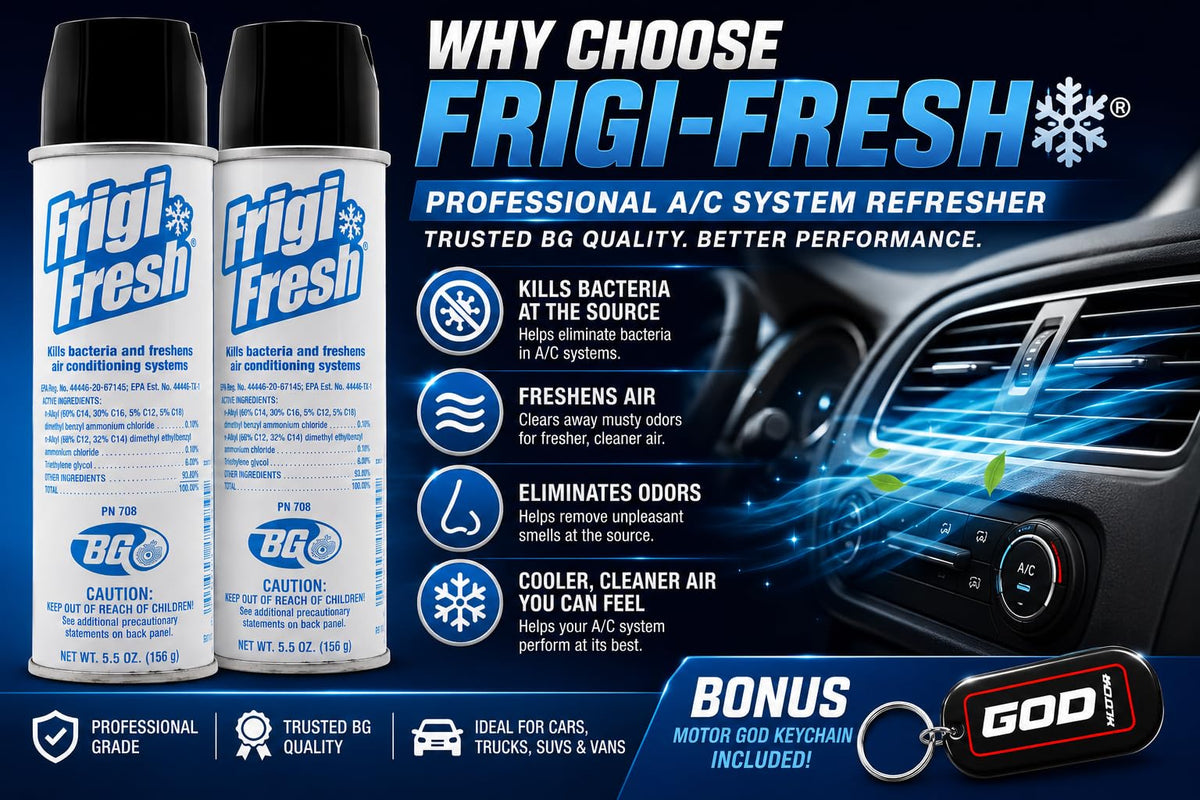 Motor God BG Frigi-Fresh held in hand to show 5.5 oz size and portability