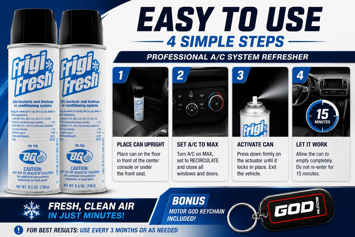 Motor God BG Frigi-Fresh two-can pack arranged for convenient repeat applications
