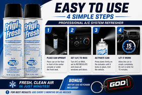 Motor God BG Frigi-Fresh two-can pack arranged for convenient repeat applications