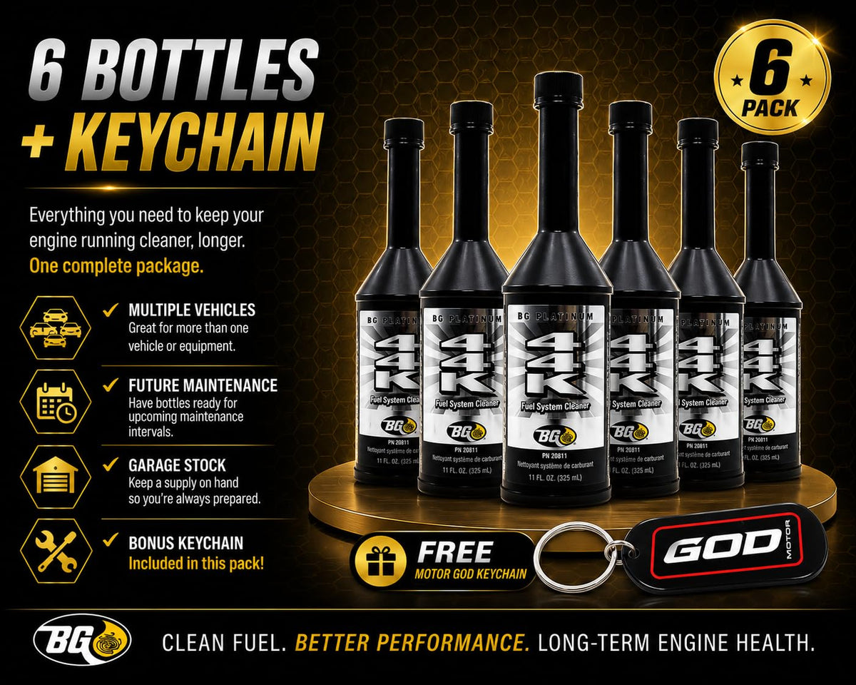 Motor God BG Platinum 44K bottle close-up label highlighting product purpose