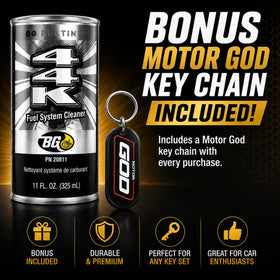Motor God BG Platinum 44K top label close-up displaying directions benefit