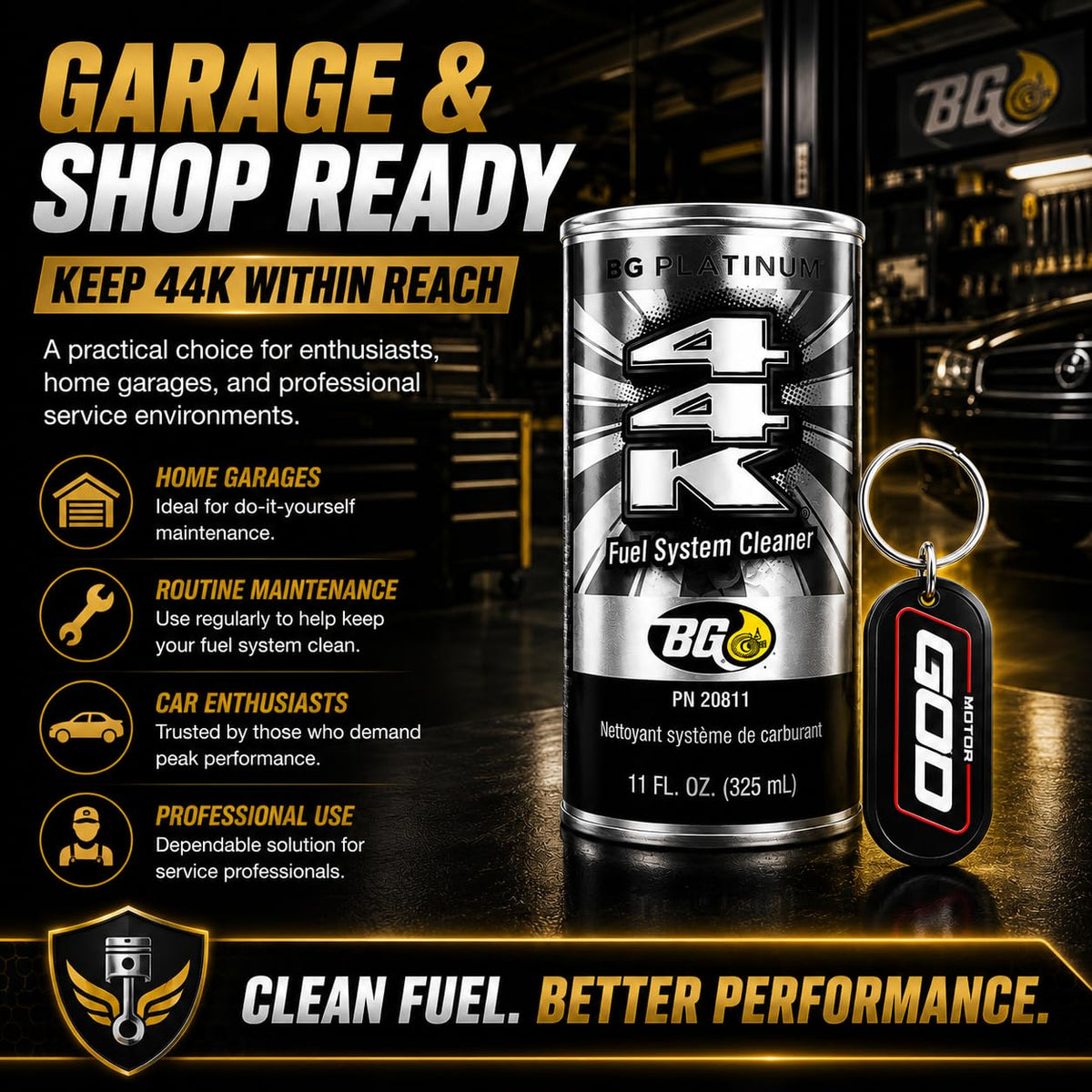 Motor God BG Platinum 44K pouring into gas tank demonstrating easy application