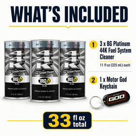 Motor God BG Platinum 44K label close-up highlighting directions and product identity, clear instructions