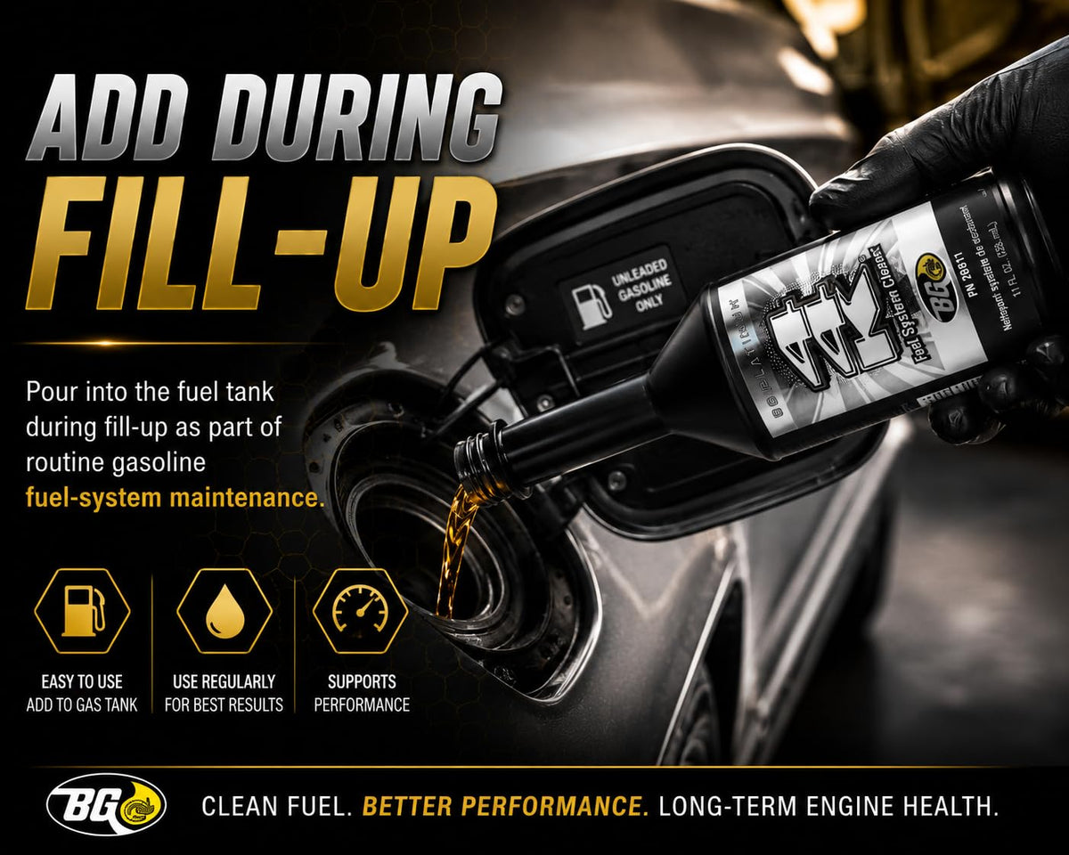 Motor God BG Platinum 44K pouring into gas tank for easy application benefit