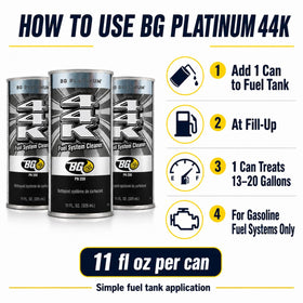 Motor God BG Platinum 44K size shown in hand for scale, three 11 fl oz cans clarity
