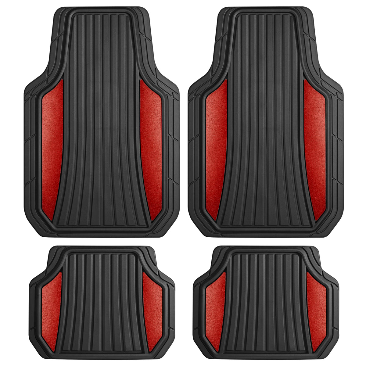 Motor Trend front view of full mat set showing chrome accent and protection