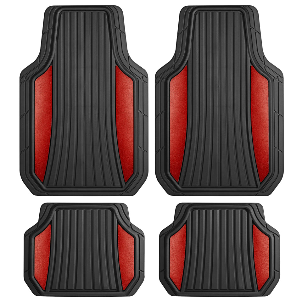 Motor Trend front view of full mat set showing chrome accent and protection
