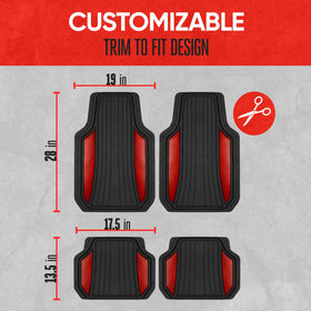 Motor Trend mats beside ruler showing trim-to-fit sizing convenience