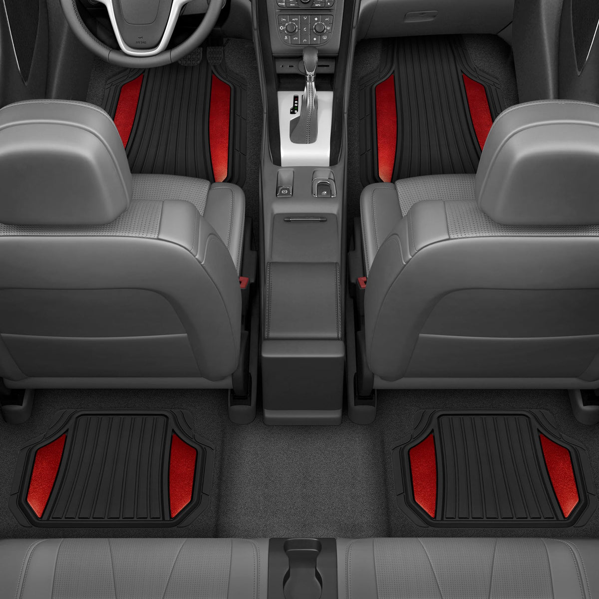 Motor Trend close-up texture of rubber channels for improved debris control
