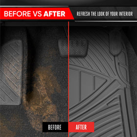 Motor Trend mat being rinsed outdoors showing easy-clean maintenance benefit