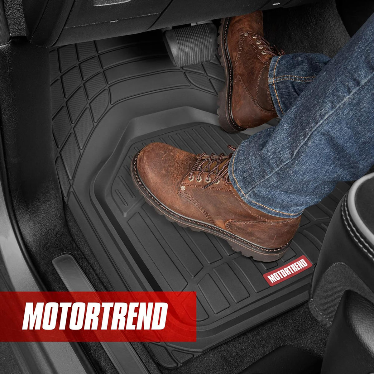 Motor Trend close-up of ergonomic groove detail providing foot traction benefit