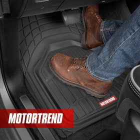 Motor Trend close-up of ergonomic groove detail providing foot traction benefit