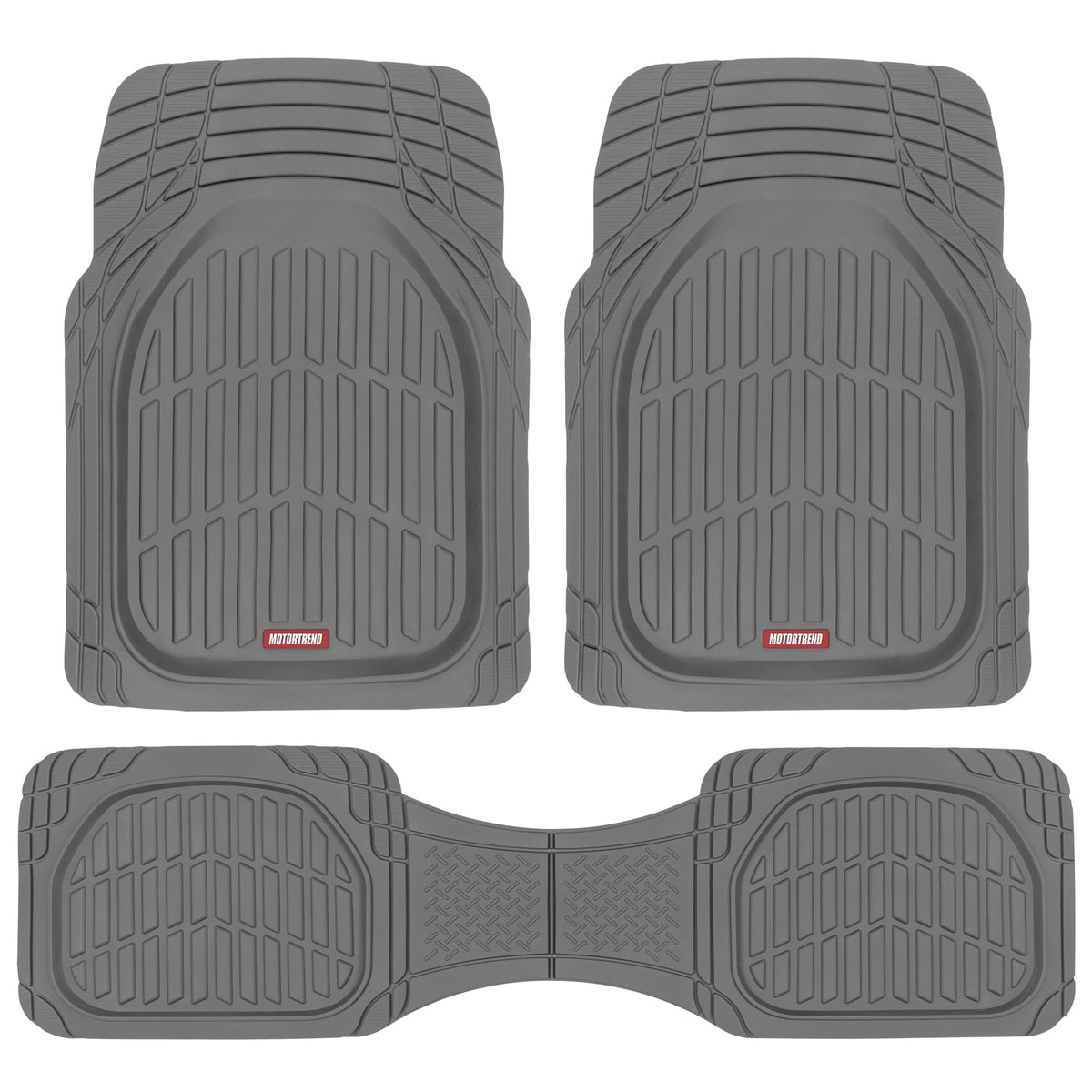 Motor Trend front packaging view showing included gray mats and features benefit: clear product identification