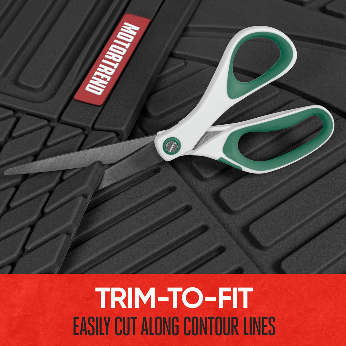 Motor Trend visible trim lines guide for easy custom-fit trimming