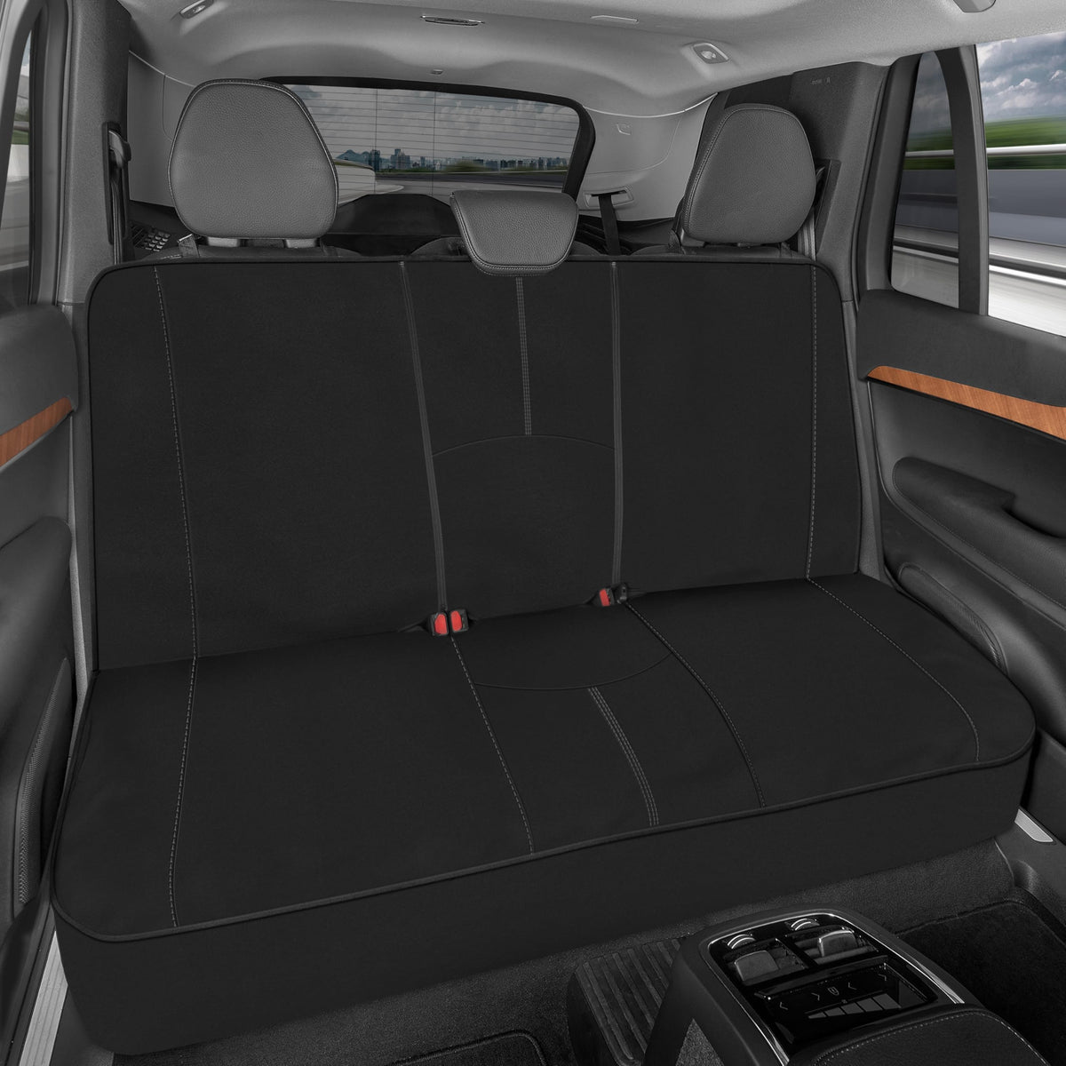 Motor Trend front packaging view showing rear seat cover protection benefits