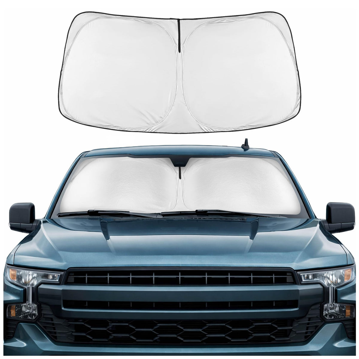 Motor Trend front packaging showing fit for Silverado and Sierra and clear product benefit