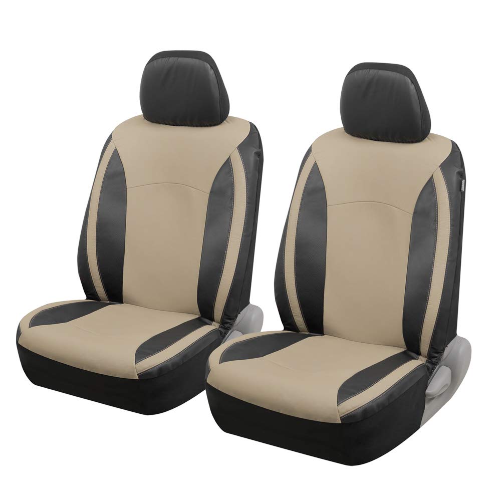 Motor Trend front seat cover packaging showing included 4-piece set and benefit protection