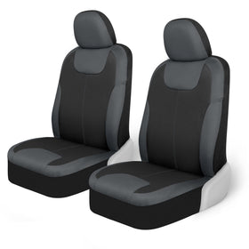 Motor Trend full-front-seat cover shown installed, protects seats from spills