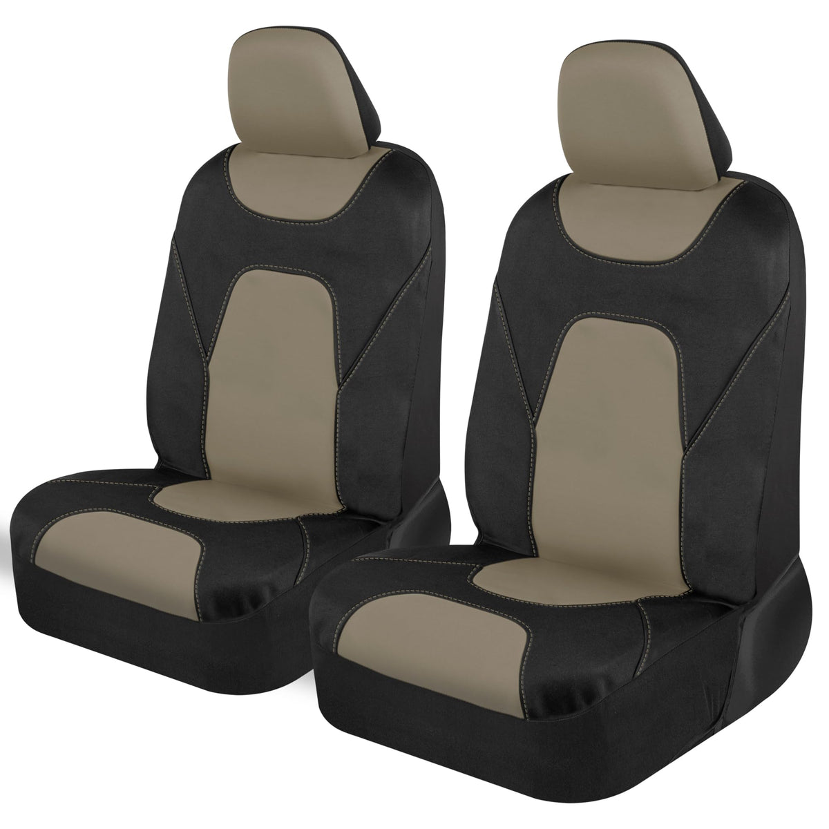 Motor Trend front seat cover packaging showing beige protector and fast install benefit