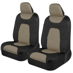 Motor Trend front seat cover packaging showing beige protector and fast install benefit