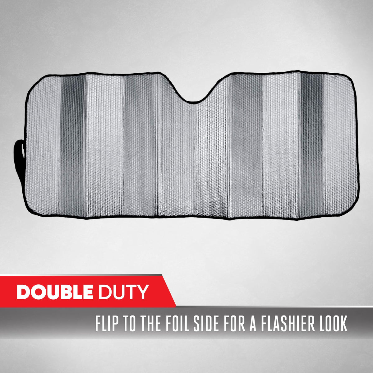 Motor Trend hook-and-loop strap securing folded shade for storage