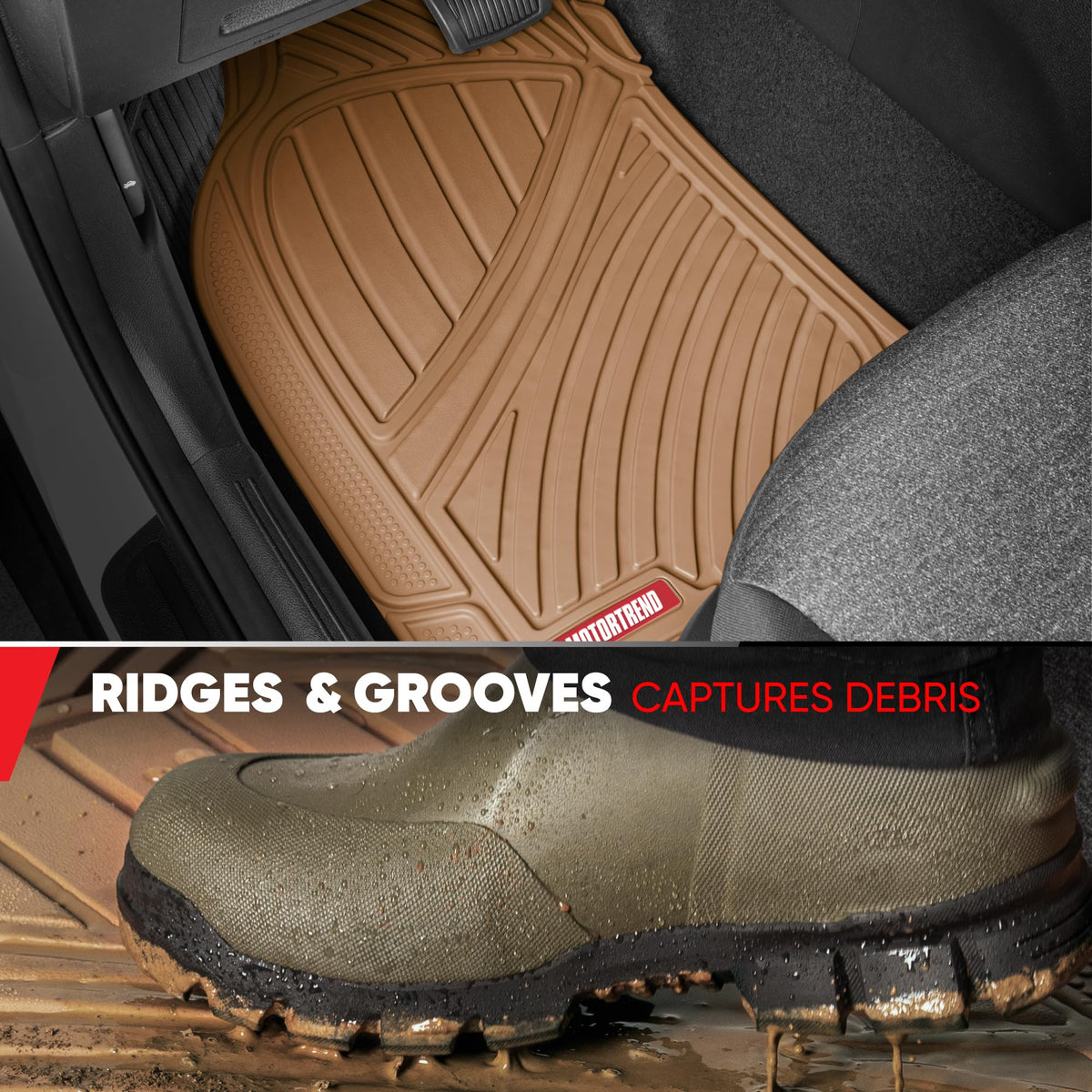 Motor Trend installed front and rear mats in vehicle for all-weather defense