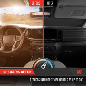 Motor Trend installed on Chevy Silverado windshield showing precise OEM-style fit