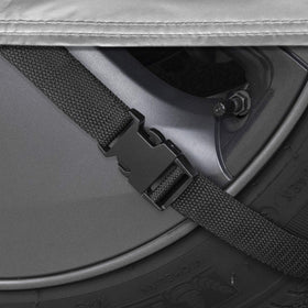Motor Trend on parked SUV demonstrating weather protection and easy use