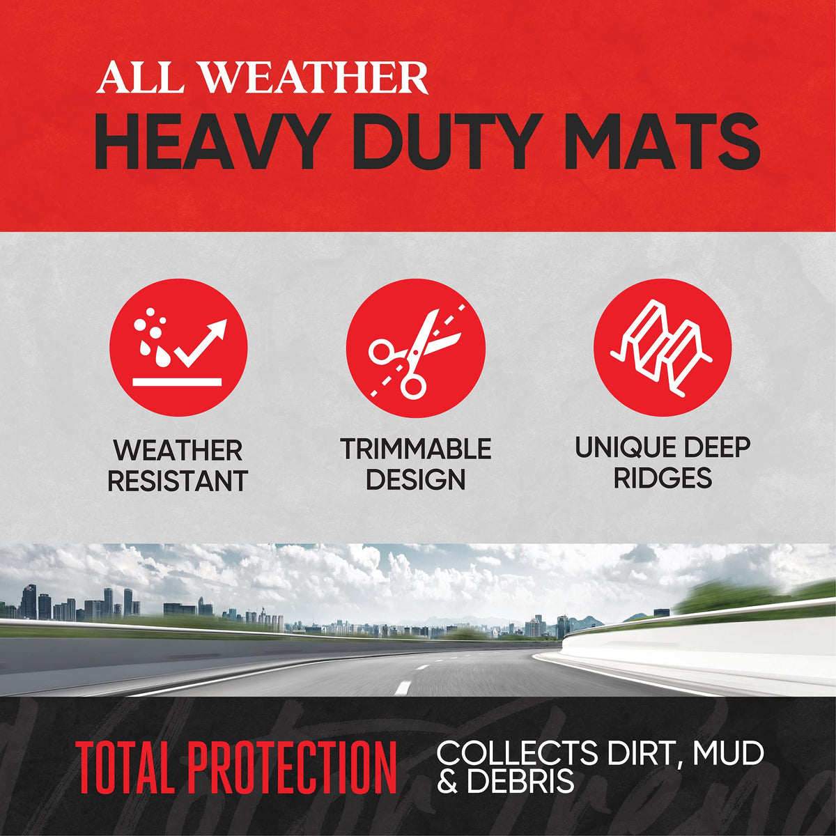 Motor Trend rear mat spread flat to display full-width protection
