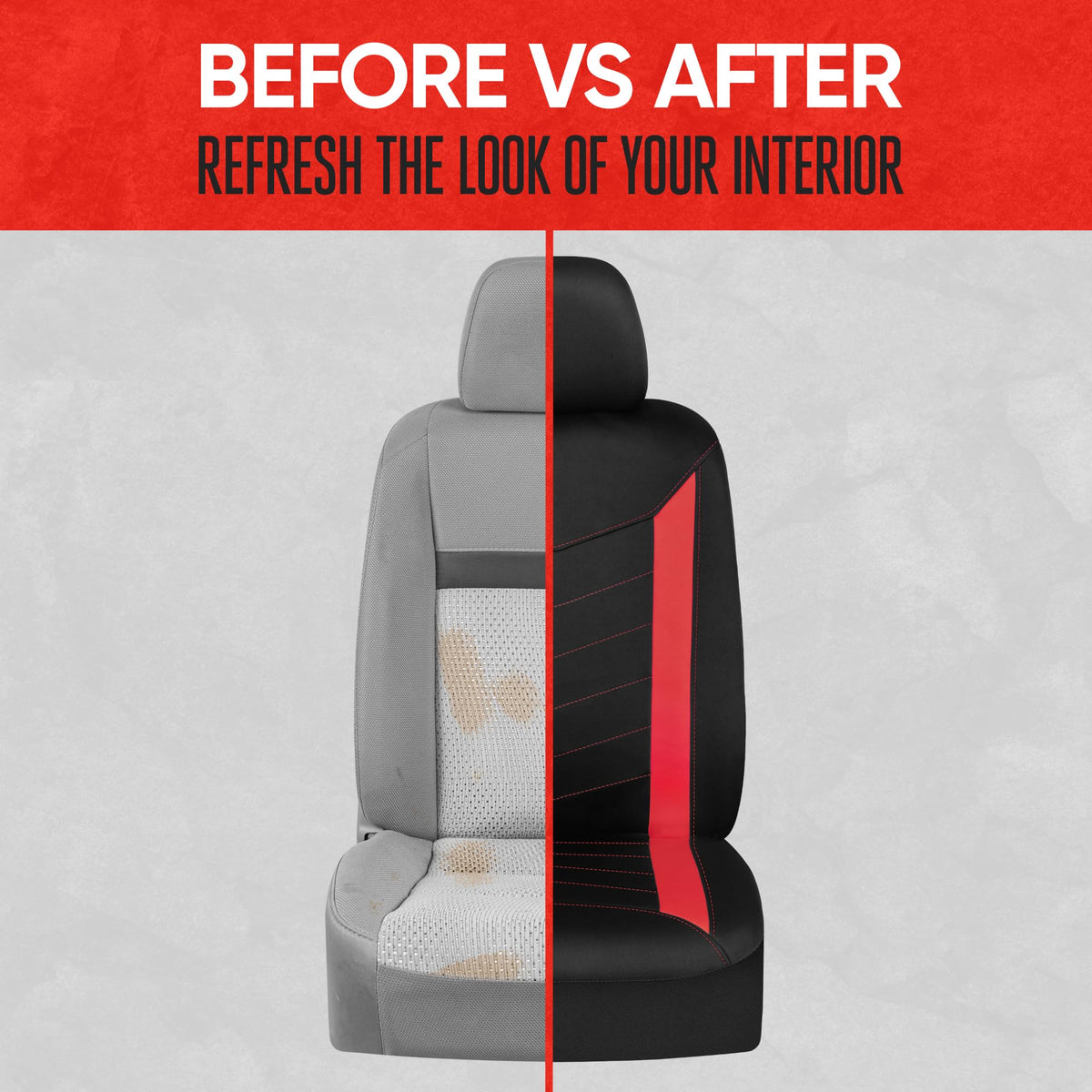 Motor Trend cover next to full seat for size and fit clarity