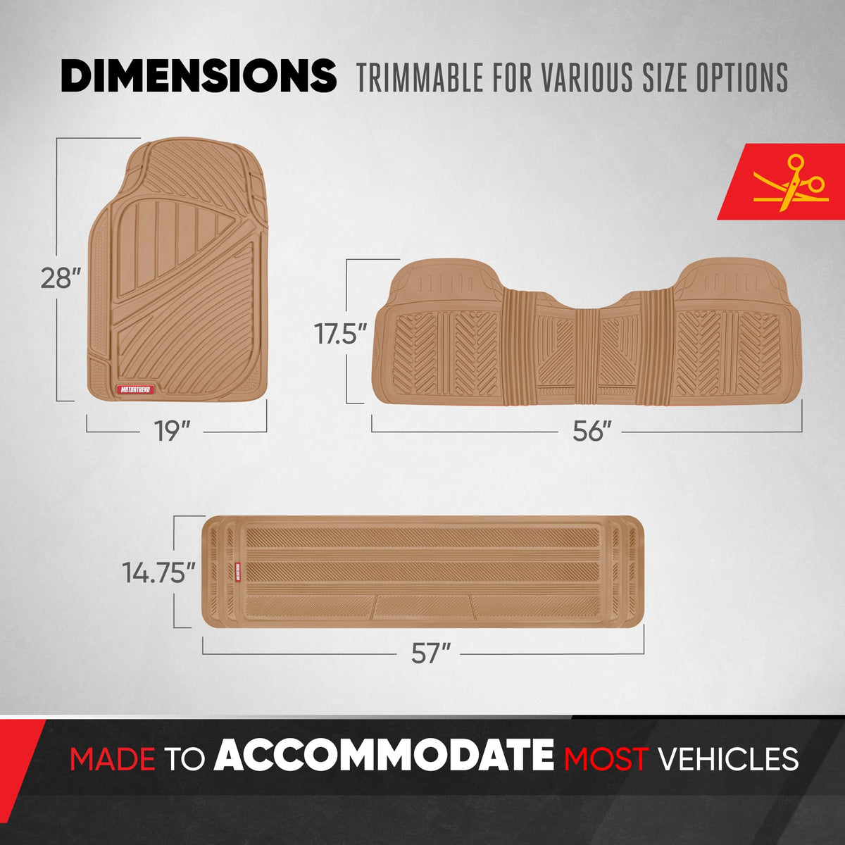 Motor Trend trim-to-fit cutting guide showing customizable fit benefit