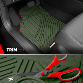 Motor Trend mat being trimmed with scissors for custom fit